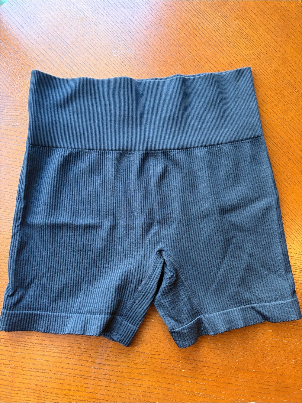 Colsie Black Ribbed High-Waist Bike Shorts